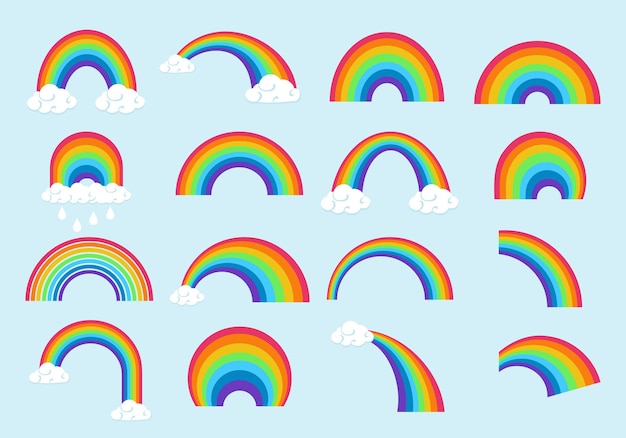 Various rainbow shapes set