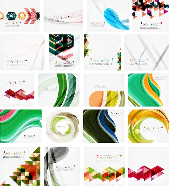 Various set of geometric abstract backgrounds