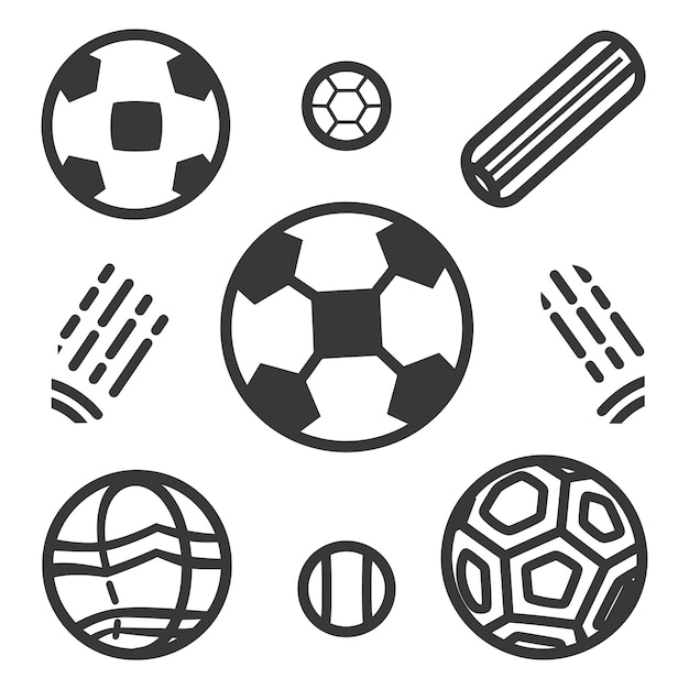 Vector various soccer balls and motion lines