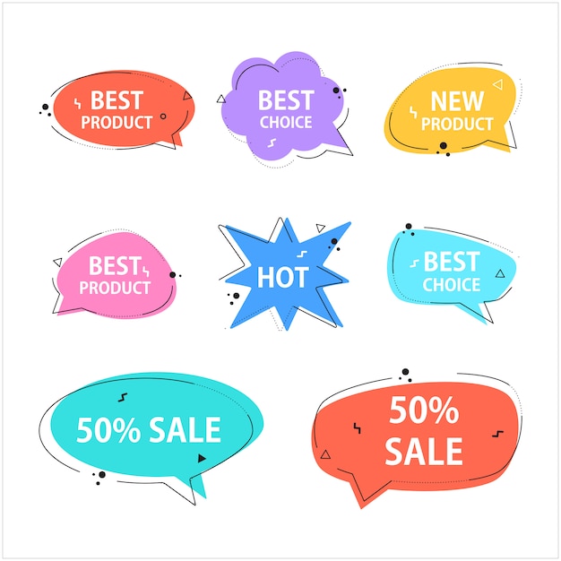 Various speech bubble doodle set for shopping