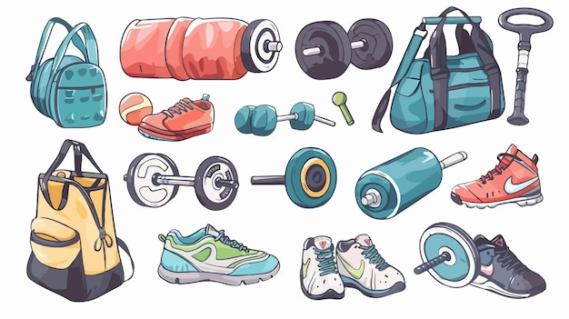 Various Sports Equipment Fitness Inventory in Gym Setting