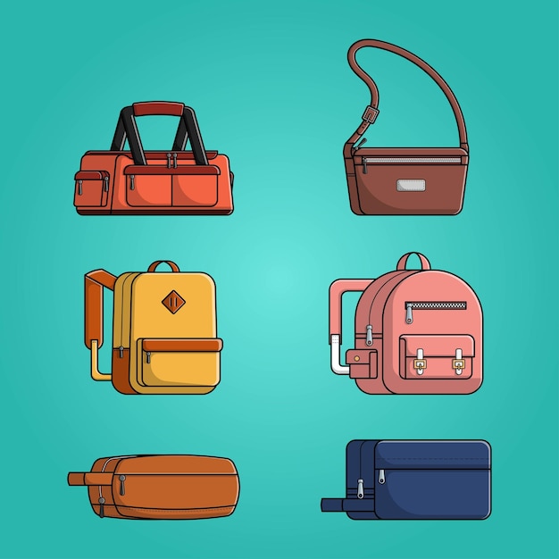 Various types of bags vector illustration