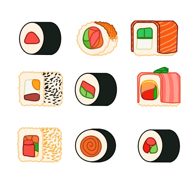 Various types of rolls for menus and posters Vector illustration