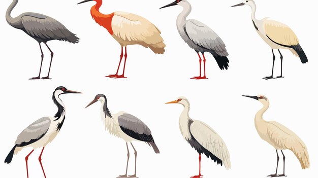 Various Wild Birds Vector Cartoon Illustration