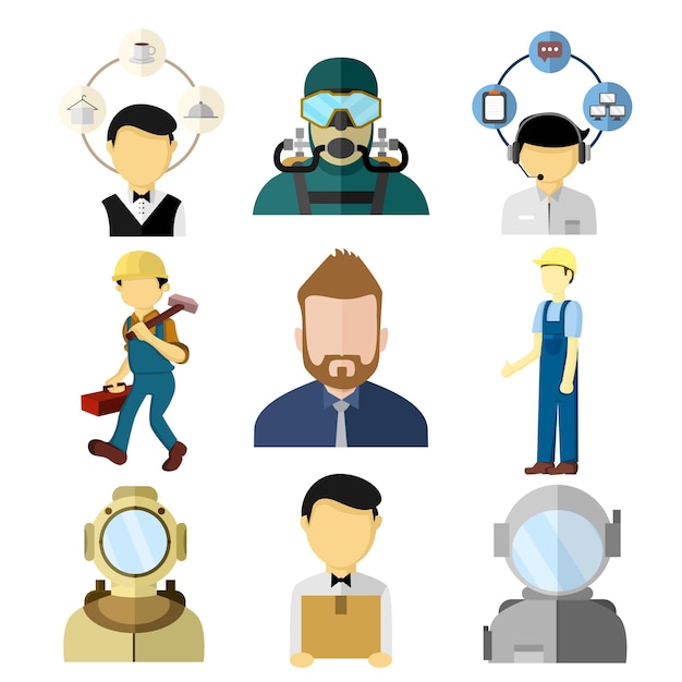 Various Working People Vector Illustration Set