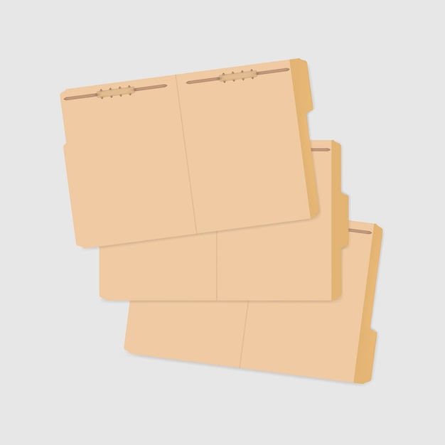 Variously tabbed manila file folders with fastener to keep paper documents Letter size