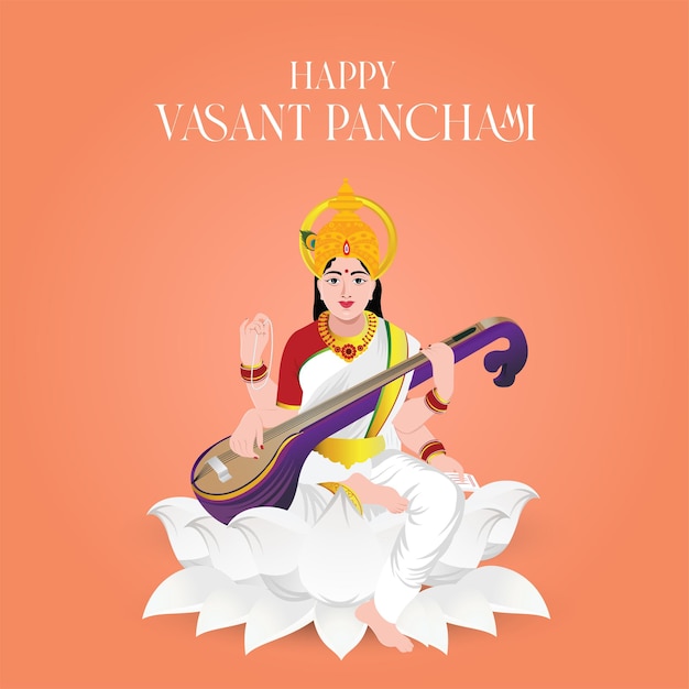 Vasant Panchami also spelled Basant Panchami is a festival vasant panchmi with veena