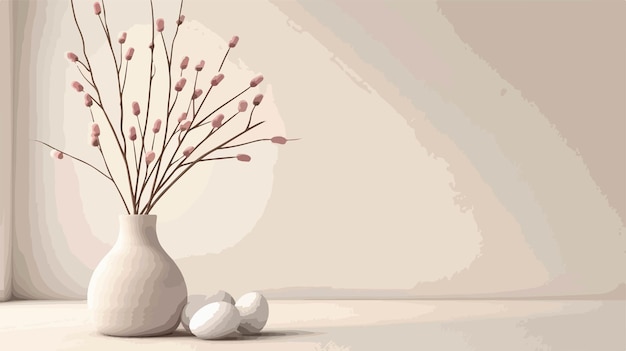 Vector a vase with flowers and an egg in it