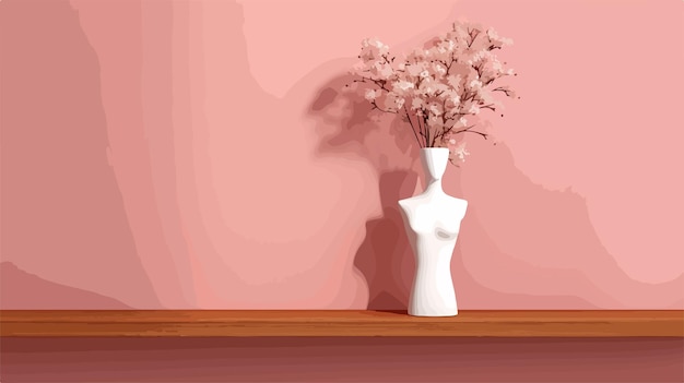 Vase with Gypsophila Flowers and Wooden Mannequin