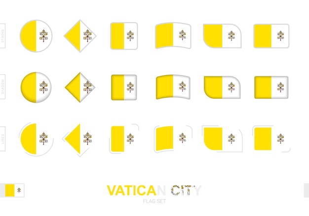 Vatican City flag set, simple flags of Vatican City with three different effects.