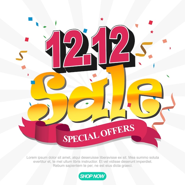 Vector of 1212 Shopping day Poster or banner 12 december sales banner template design