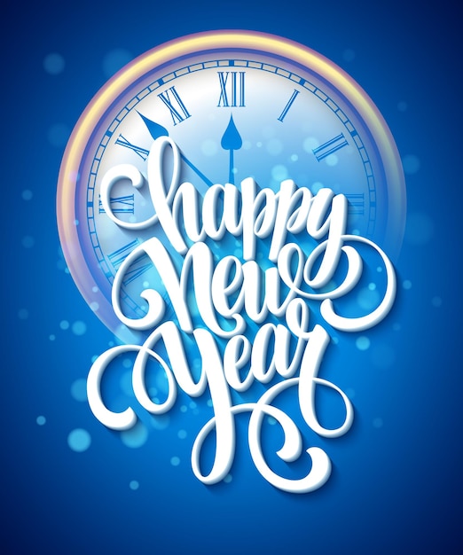 Vector 2016 Happy New Year background with clock. Vector illustration EPS10