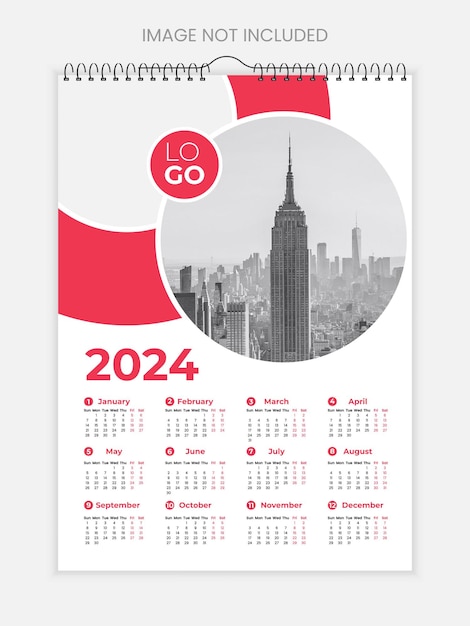 Vector 2024 modern business wall calendar template design