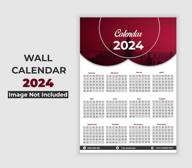 Vector 2024 new year modern wall calendar design template with premium vector