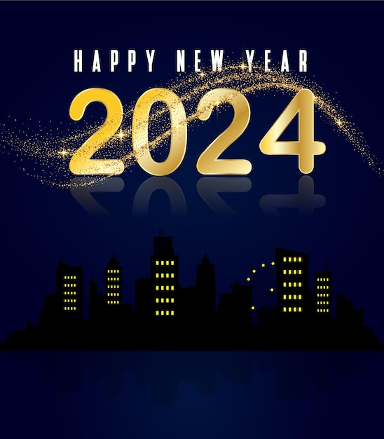 Vector 2024 new year With Building