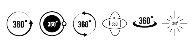 Vector vector 360 degrees rotation icon collection vector icons for media app