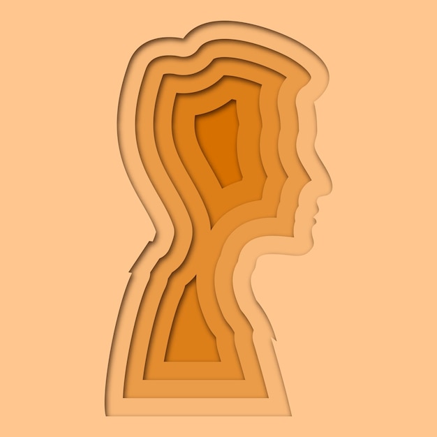 Vector 3d abstract paper Profile silhouette faces art style Design layout