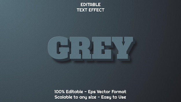 Vector 3d grey bold editable text effect