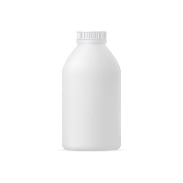 Vector 3d mockup of a plastic bottle for medical preparations and dairy products