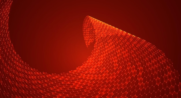 Vector 3d object from a hexagon grid with dots stylish design