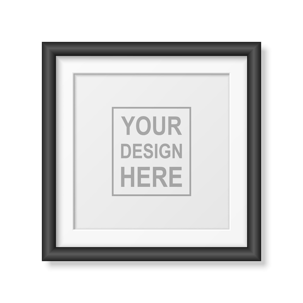 Vector 3d Realistic Black Square Plastic or Wooden Simple Modern Minimalistic Frame Isolated Design Template of Photo Picture Frame for Mockup Presentations Vector Frame Isolated on White