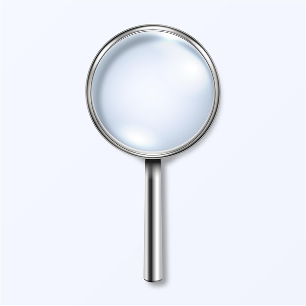 Vector 3d Realistic Metal Magnifying Glass Loup Icon Closeup Isolated on White Design Template of Magnifying Glass Loupe for Graphics Top View