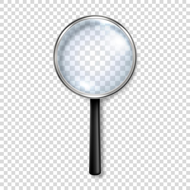 Vector 3d Realistic Metal Plastic Magnifying Glass or Loup Icon Closeup Isolated Design Template of Magnifying Glass Loupe for Graphics Top View