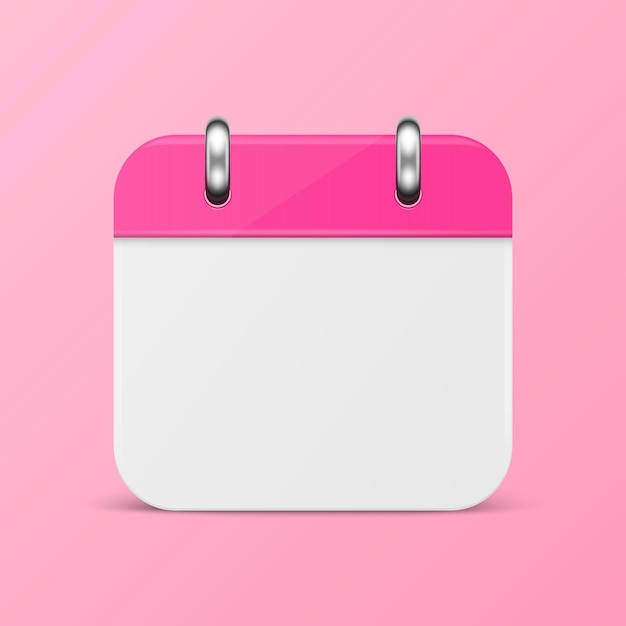 Vector 3d Realistic Simple Classic Minimalistic Pink Calendar Icon on Pink Background Design Template for Mockup Paper White and Yellow Calendar on Wall Background with Icon of Calendar Copy Space