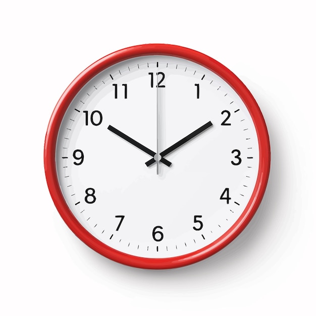 Vector_3d_Realistic_Simple_Round_Red_Wall_Office_clock