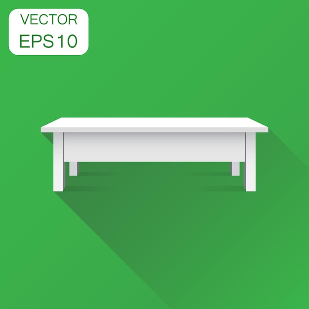 Vector vector 3d table for object presentation icon business concept table pictogram vector illustration on green background with long shadow