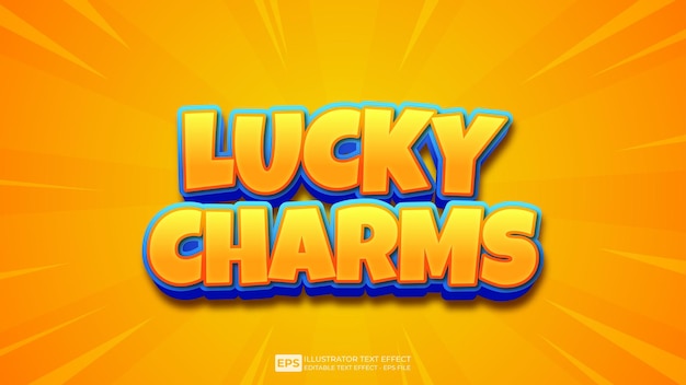 Vector 3d text editable text effect lucky charms