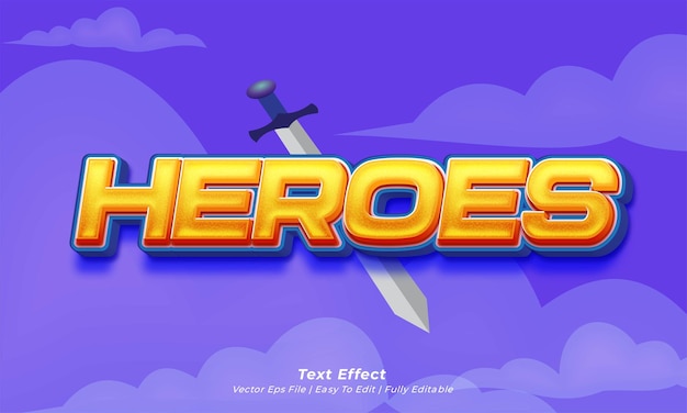 Vector vector 3d text effect heroes title style