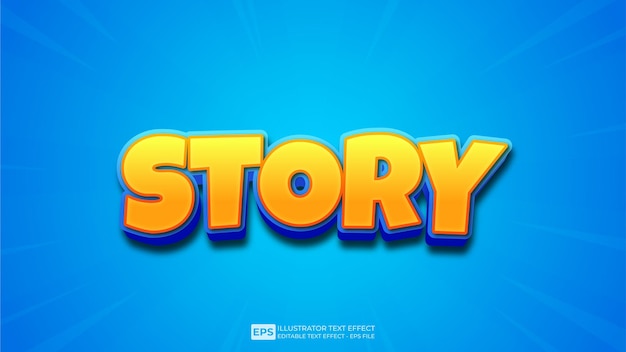 Vector 3d text story editable text effect font.