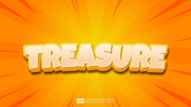 Vector 3d text treasure editable text effect font.