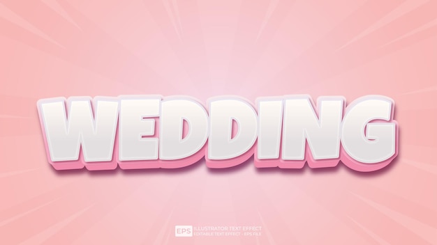 Vector 3d text wedding editable text effect font.