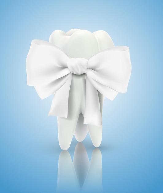 Vector 3d tooth for dental medicine on a blue background