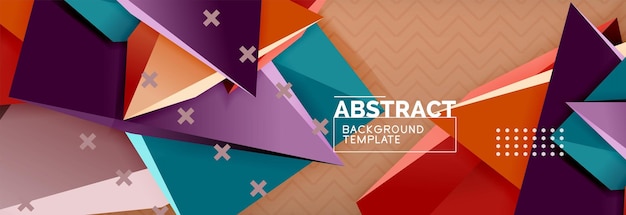 Vector 3d triangular shapes abstract background origami futuristic template with lines