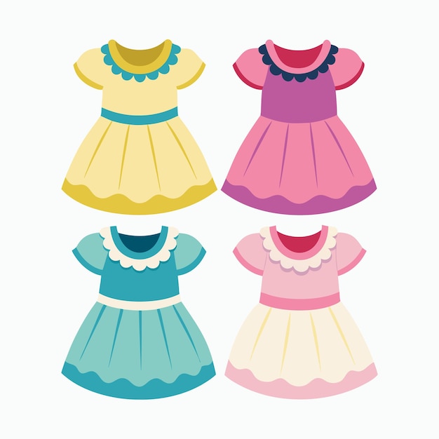 Vector vector 4 set babydoll dress design