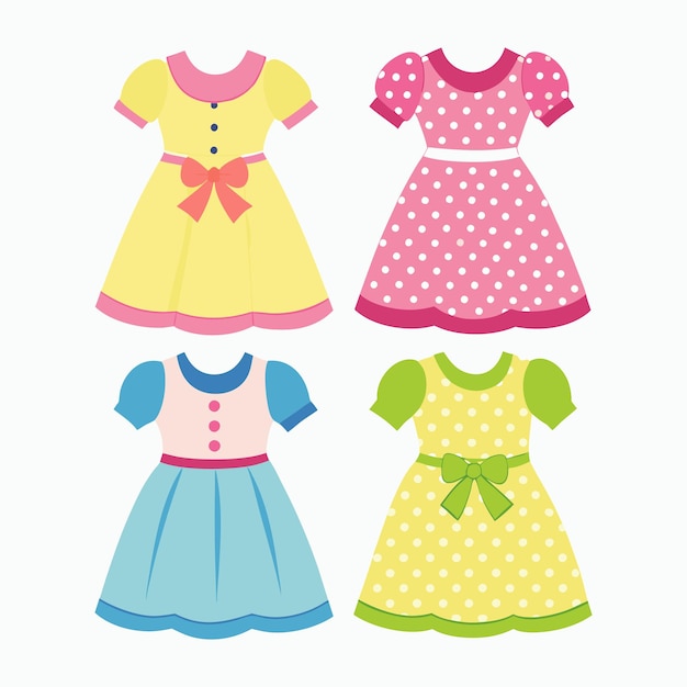 Vector vector 4 set babydoll dress design