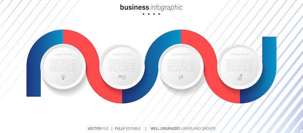 Vector 4 step flat business infographic template