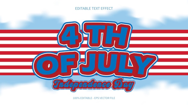 Vector 4th of july independence day with editable text effect