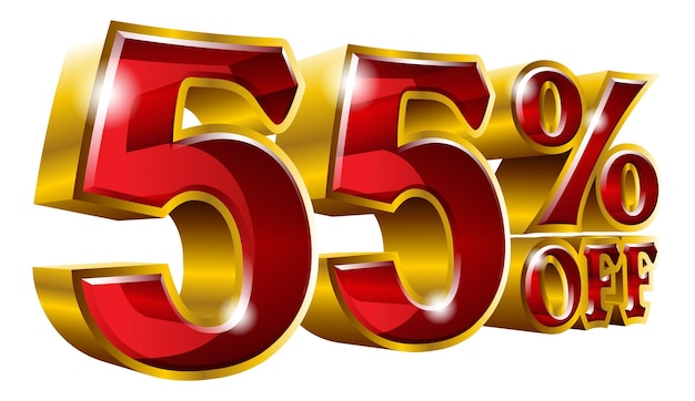 Vector vector 55 off fifty five percent off discount gold and red sign