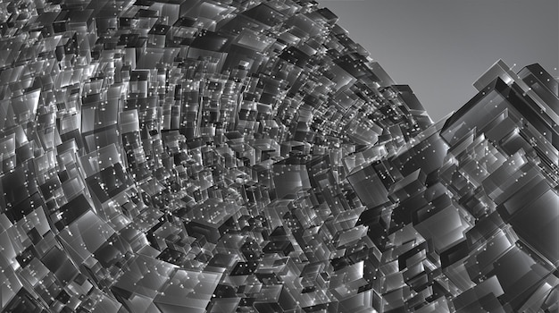 Vector abstract 3d crystal. a view of the roofs of the city, a large chaotic set of glass pendants.