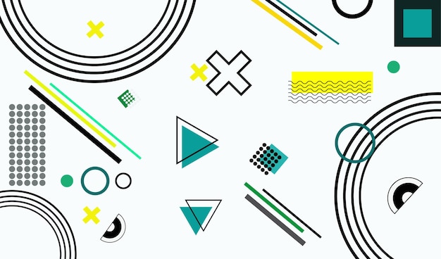 Vector abstract background memphis style and geometric shaped elements