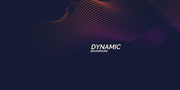 Vector abstract background with dynamic waves, line and particles. Illustration suitable for design