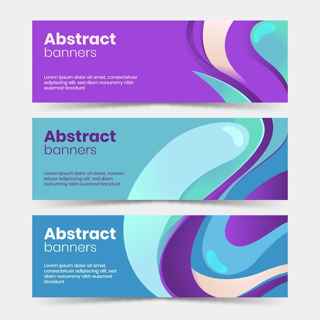 Vector abstract banners with fluid style and colorful background