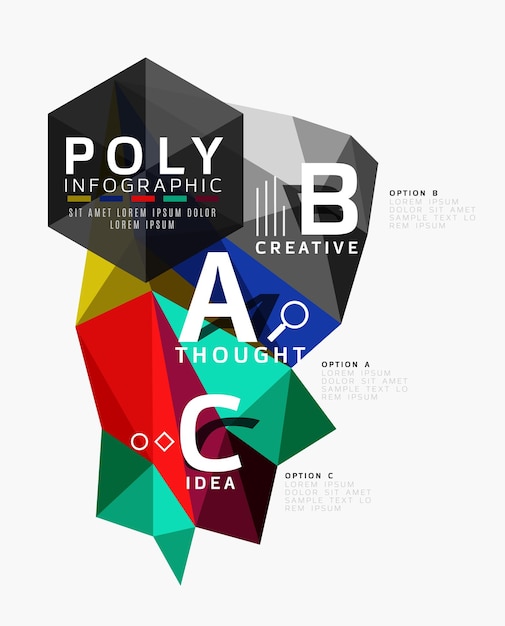 Vector abstract colorful polygonal infographics