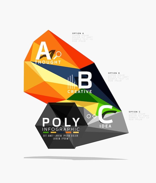 Vector abstract colorful polygonal infographics