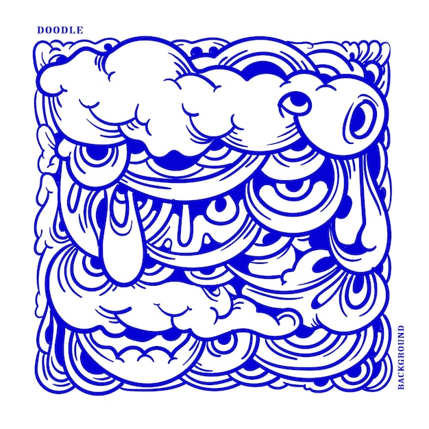 Vector abstract ethnic and culture doodle illustration in blue color for background