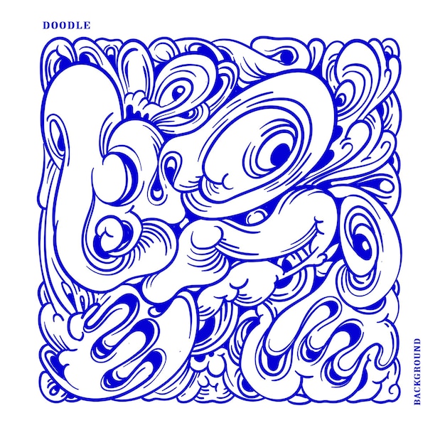 Vector abstract ethnic and culture doodle illustration in blue color for background